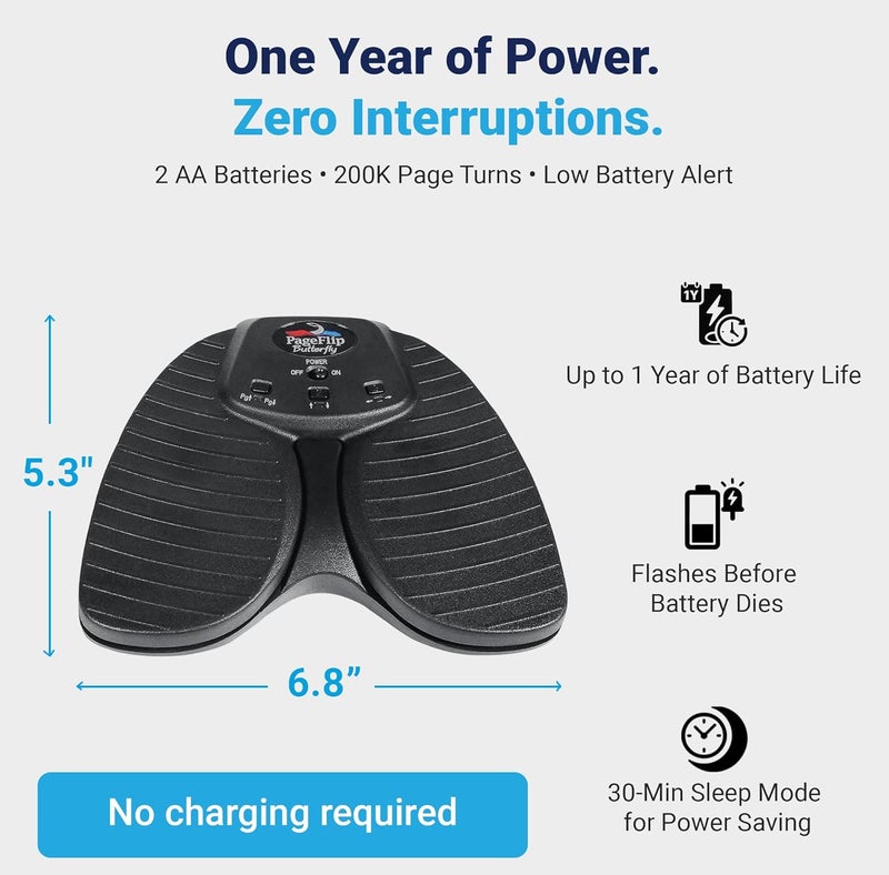 PageFlip Butterfly Bluetooth Page Turner Pedal – Silent, Rugged Foot Pedal Page Turner for iPad, Android & PC – Hands-Free Sheet Music Control – Works with forScore, OnSong, MobileSheets and 100+ more - Image 4